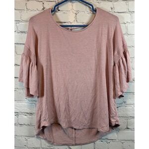Charming Charlie Open Back Top Pink Ruffle Sleeve Casual Comfy Womens‎ Medium
